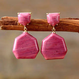 Boucle d'oreille Heptagone en Rhodonite, Quartz