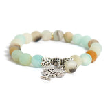 Bracelet Pendentif Arbre en Quartz Rose, Amazonite ou Howlite