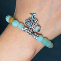 Bracelet Pendentif Arbre en Quartz Rose, Amazonite ou Howlite