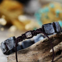 Bracelet Macramé Tressé en Œil de Tigre, Labradorite