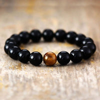 Bracelet Elastique en Onyx Noir