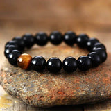 Bracelet Elastique en Onyx Noir