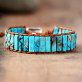 Bracelet Cuir Enroulé 1 Brin en Turquoise