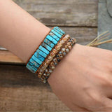 Bracelet Cuir Enroulé 1 Brin en Turquoise