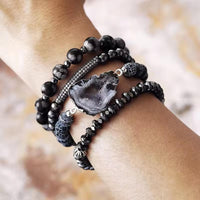 Bracelet Elastique en Hematite, Jaspe, Druzy