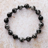 Bracelet Elastique en Hematite, Jaspe, Druzy