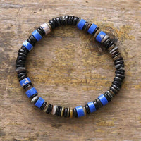 Bracelet Elastique en Œil de Tigre, Jaspe,  Lapis Lazuli