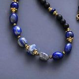 Collier Unisexe en Œil de Tigre, Lapis Lazuli, Améthyste