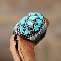 Bague en pierres Turquoise et Hématite