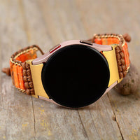 Bracelet Samsung Watch 4 Style Bohémien en Jaspe Bleu, Orange, Rouge